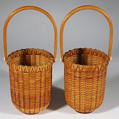 Pair of Paul Willer Round Swing Handle Nantucket Baskets