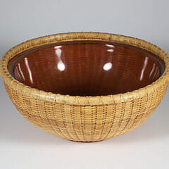 Nancy Grant Ryder Round Open Nantucket Basket Bowl, Circa 2012, signed on bottom 
