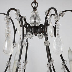 Vintage Rock Crystal Six-Light Chandelier