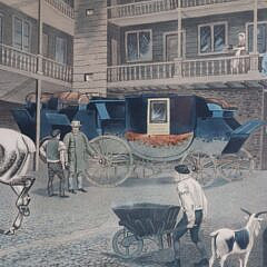 “The Old Inn Yard” Engraving, 19th Century, Painted by T.NH Walsh