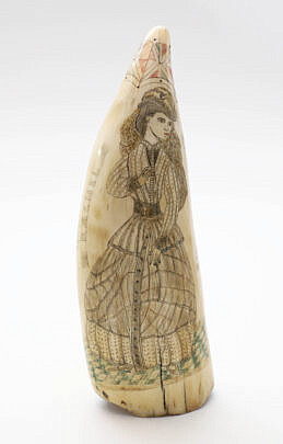 Polychromed Scrimshawed Antique Whale