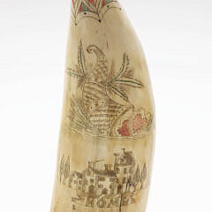 Polychromed Scrimshawed Antique Whale’s Tooth, 19th Century “Full Portrait of Rachel William 1854”