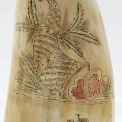 Polychromed Scrimshawed Antique Whale’s Tooth, 19th Century “Full Portrait of Rachel William 1854”