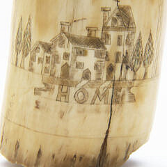 Polychromed Scrimshawed Antique Whale’s Tooth, 19th Century “Full Portrait of Rachel William 1854”