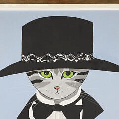 Maggie Meredith Oil on Canvas “Tuxedo Dressed Cat in a Black Hat”