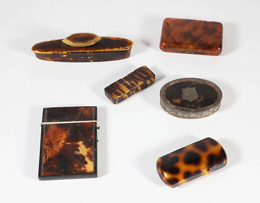 Group of Six Antique Tortoises Shell Boxes, 19th Century 
