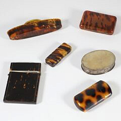 Group of Six British Regency Antique Tortoiseshell Boxes, 19th Century