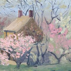 Henry Stephens Eddy Oil on Panel “Cottage in the Woods”