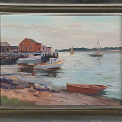 F. Bene Oil on Canvas "Harbor Scene", signed F. Bene 