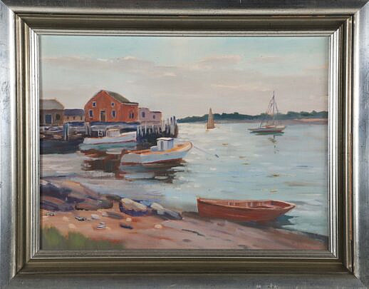F. Bene Oil on Canvas "Harbor Scene", signed F. Bene 