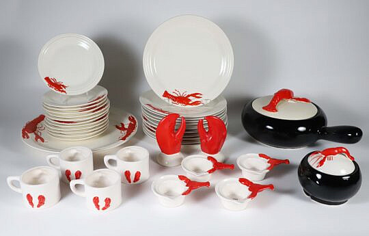 Lobster Dinner Service Made in Czechoslovakia 36 total items marked kentwood underneath 