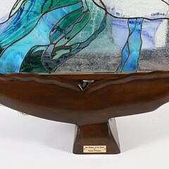 Thomas Whistance Carved Wood and Stained Glass Sculpture “The Whisper of the Whale”
