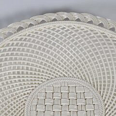 Belleek Irish Porcelain Lace-Work Basket Weave Open Dish