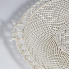 Belleek Irish Porcelain Lace-Work Basket Weave Open Dish