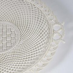 Belleek Irish Porcelain Lace-Work Basket Weave Open Dish