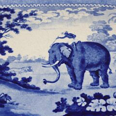 Enoch Wood Historic Staffordshire Transfer-Printed Ceramic Platter “Elephant”, From the Sporting Series