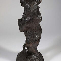Carved Black Forest Bear Holding a Cornucopia, 19th Century