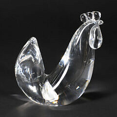 Signed Steuben clear Glass Rooster