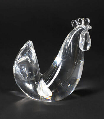 Signed Steuben clear Glass Rooster