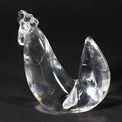 Signed Steuben Clear Glass Rooster