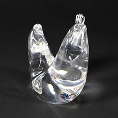 Signed Steuben Clear Glass Rooster