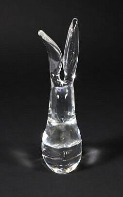 Signed Steuben Clear Glass Rabbit