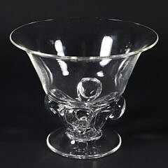 Signed Steuben Clear Glass Foliated Base Bowl designed by James McNoughton