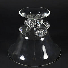 Signed Steuben Clear Glass Foliated Base Bowl Designed by James McNoughton