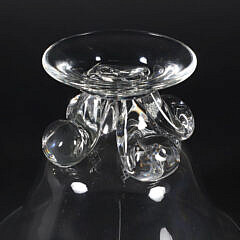 Signed Steuben Clear Glass Foliated Base Bowl Designed by James McNoughton