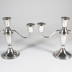 Pair of Sterling Silver Three-Light Candelabra