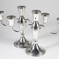 Pair of Weighted Sterling Silver Three-Light Candelabra