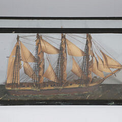 Antique Miniature Cased Model of a 4-Masted Ship
