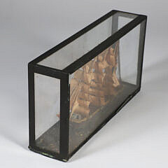 Antique Miniature Cased Model of a 4-Masted Ship