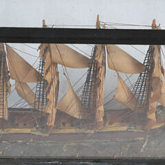 Antique Miniature Cased Model of a 4-Masted Ship