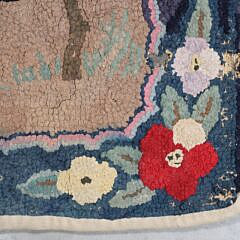 Antique Hooked Scatter Rug Depicting a Courting Couple