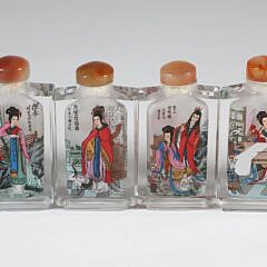 Collection of Six Contemporary Chinese Vintage Reverse Painted Snuff Bottles “Twelve Beauties of the Dream of Red Mansion”