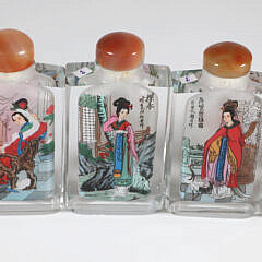 Collection of Six Contemporary Chinese Vintage Reverse Painted Snuff Bottles “Twelve Beauties of the Dream of Red Mansion”