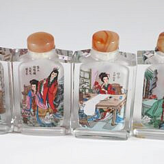 Collection of Six Contemporary Chinese Vintage Reverse Painted Snuff Bottles “Twelve Beauties of the Dream of Red Mansion”