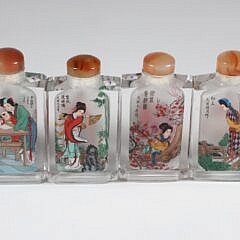 Collection of Six Contemporary Chinese Vintage Reverse Painted Snuff Bottles “Twelve Beauties of the Dream of Red Mansion”