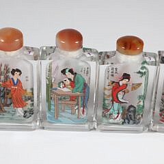 Collection of Six Contemporary Chinese Vintage Reverse Painted Snuff Bottles “Twelve Beauties of the Dream of Red Mansion”