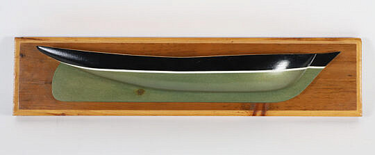 Carved and Painted Half Hull Model on Plank