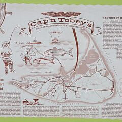 Vintage Nantucket “Cap’n Tobey’s” Framed Placemat Map