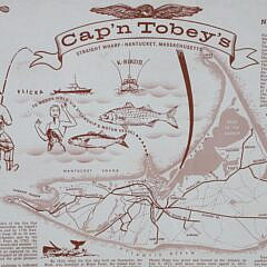 Vintage Nantucket “Cap’n Tobey’s” Framed Placemat Map