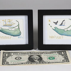 Two Carol Poitras Miniature Nantucket Map Watercolors