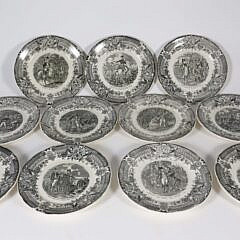 Set of 11 Antique 19th Century Digoin & Sarreguemines Napoleonic Historic Plates Made in France