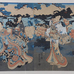 Antique Japanese Ukiyo-e Woodblock Print by Utagawa Kunisada, circa 1854