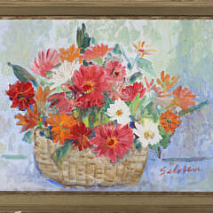 Ellen Selden (American 20th Century) Oil on Canvas "August Bouquet Still Life"