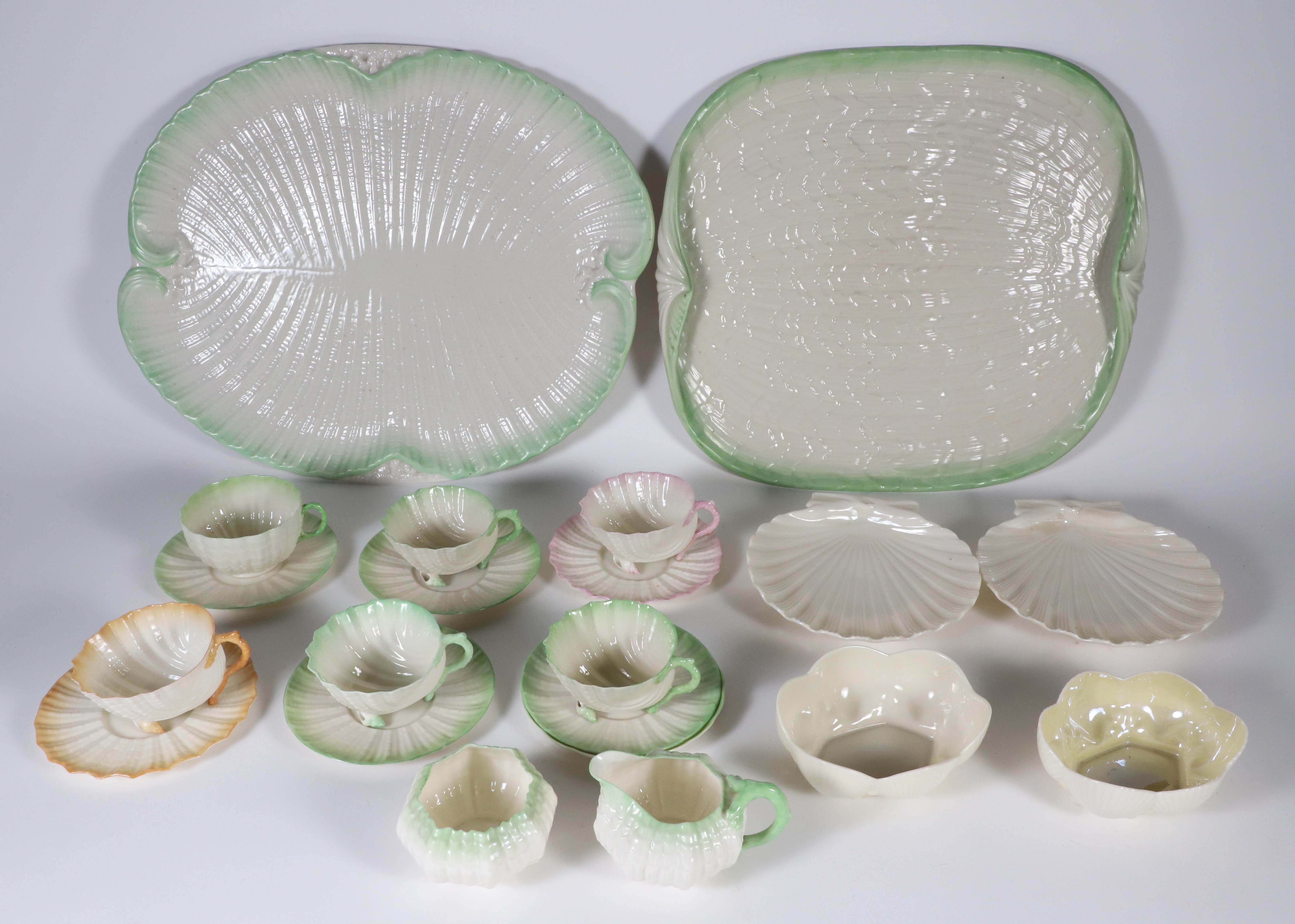 Set of Belleek Shell Motif Fine China Fermanagh Ireland comprising 21 ...