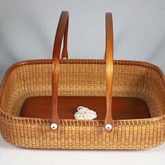 Jean M. Valerio Woven Beach Sand Rectangular Form Nantucket Basket, circa 2003