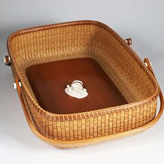 Jean M. Valerio Woven Beach Sand Rectangular Form Nantucket Basket, circa 2003
